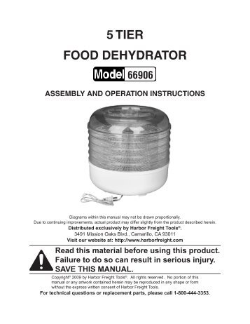 5 tray food dehydrator manual